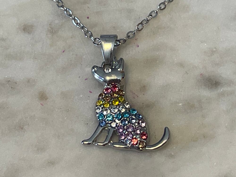 gem cz dog doggy puppy necklace